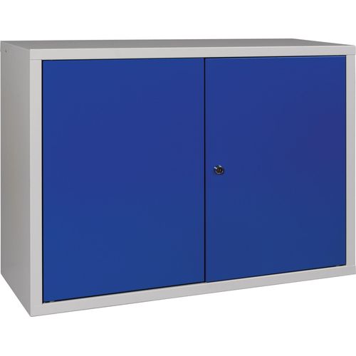 Hängeschrank H600xB800xT300mm Vollblech,1 BD Stahlbl.lichtgrau/enzianblau