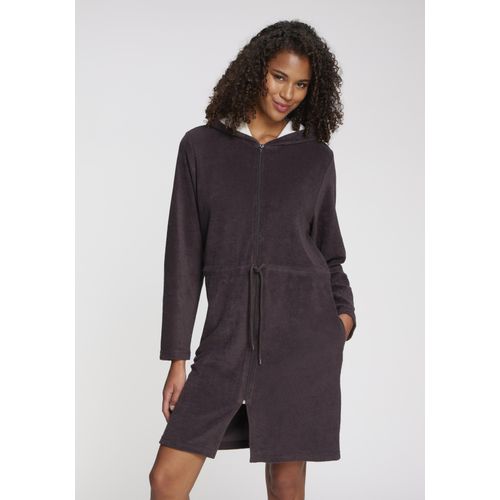 Bademantel VIVANCE DREAMS, Damen, Gr. 32/34, blau (dunkelblau), Baumwoll-Mix, unifarben, Midilänge, Hausmäntel, in schöner Frotte-Qualität