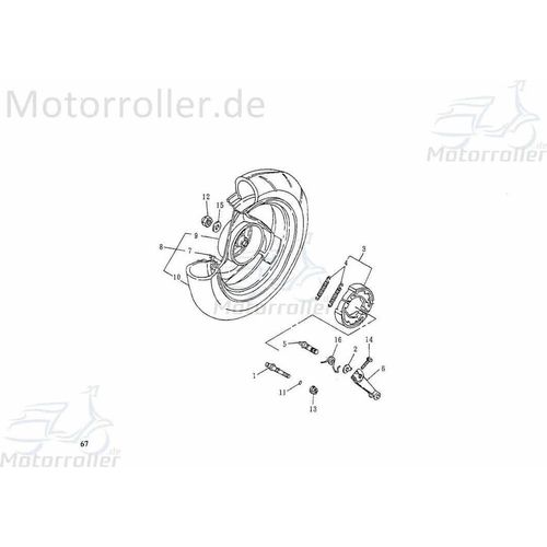 SMC Extra 50 S Hinterrad komplett 50ccm 2Takt 42800-NDF-00 Motorroller.de hinten Hinterrad-Felge Hinterradfelge Hinter-Rad Heck-Rad Extra 50 S 50kmh