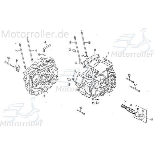 SMC Chopper 125 Kurbelgehäuse 125ccm 4Takt 15111-CHP-00 Motorroller.de Motorgehäuse Motorblock Minarelli liegend Scooter Ersatzteil Service Inpektion