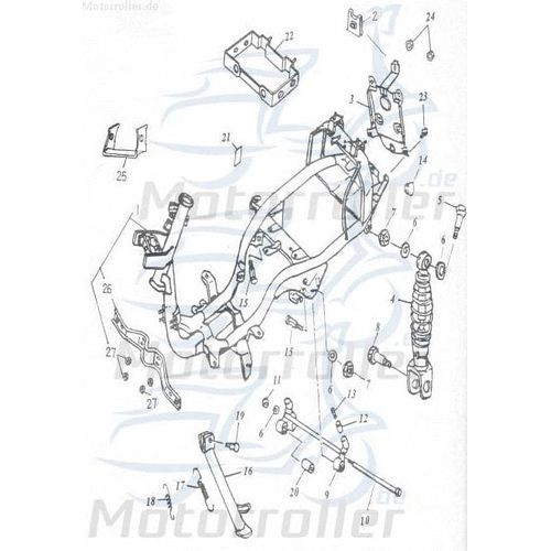 Adly Rahmen Super Sonic 50 Gestell Metallrahmen 50ccm 2Takt Motorroller.de Fahrgestell Rahmenteil Grundgerüst Fahrzeugrahmen Fahrzeuggestell Scooter