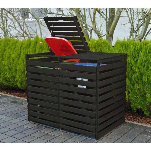 Mülltonnenbox 'Vario V' für 2 Tonnen, anthrazit Promadino Tonnenbox Holz Box