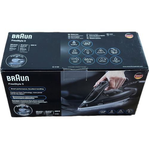 Braun FreeStyle 5 SI5188BK, Dampfbügeleisen, EloxalPlus soleplate, 2 m, 220 g/min, Schwarz, 50 g/min