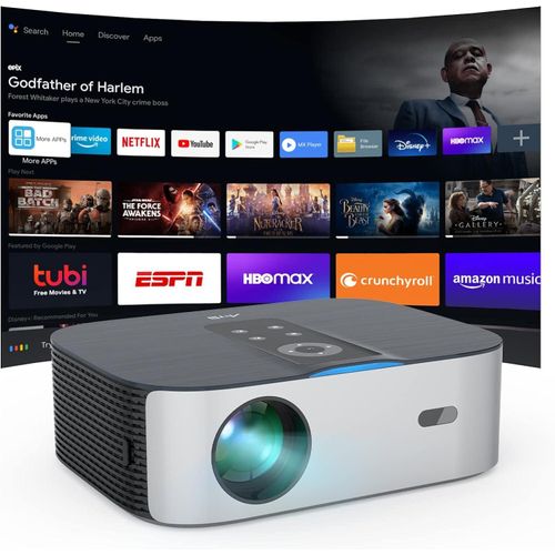 Projektor 400 ANSI mit Android TV, natives 1080P, unterstützt authentisches Netflix, 4K-Projektor, WLAN 2,4 G/5,0 G, Bluetooth,Autofokus,Full-HD