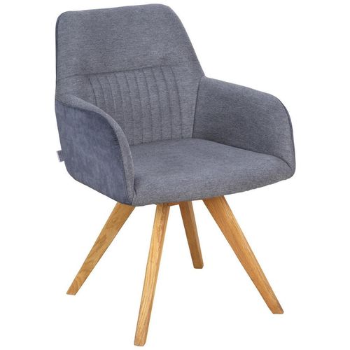 Linea Natura Armlehnstuhl , Eiche, Dunkelgrau , Holz, Textil , Wildeiche , vollmassiv , eckig , 61x88x69 cm , Esszimmer, Stühle, Esszimmerstühle,