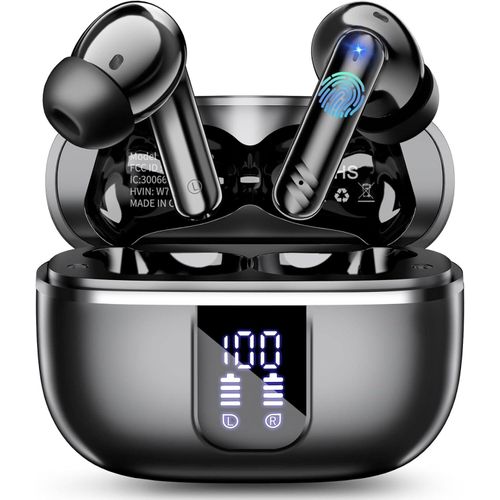 Kopfhörer Kabellos Bluetooth 5.4 mit ENC Noise Cancelling Mic, IPX7 Wasserdichtes In Ear Kopfhörer, Ergonomie, 38 Std Ohrhörer mit LED Anzeige