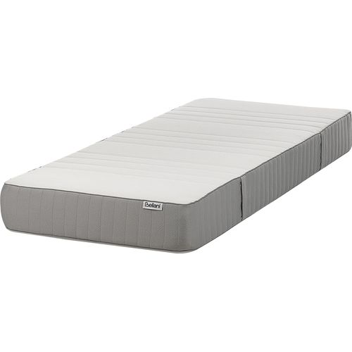 BELIANI Schaumstoffmatratze Weiß und Grau Gel Foam 80x200 cm Hart mit Abnehmbarem Bezug Reißverschluss Schlafzimmer Zubehör Ausstattung Einzelmatratze