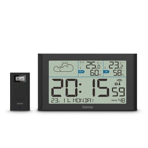 Wetterstation HAMA "Wetterstation "Sylt" mit Außensensor, Funk, Wecker", schwarz, Wetterstationen, Kinder, Innen-/Außentemperatur, Hygrometer