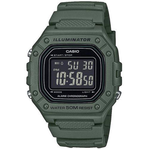 Chronograph, grün, CASIO TIMELESS COLLECTION, Armbanduhren, Herren, Quarzuhr, Armbanduhr, Herrenuhr,Digitaluhr, Resinarmband,Stoppfunktion