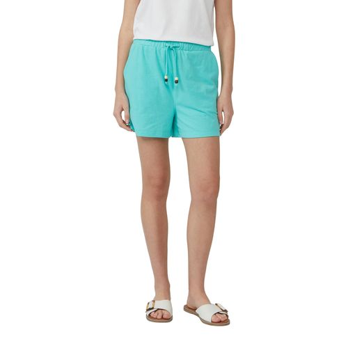 Shorts S.OLIVER, Damen, Gr. 44, N-Gr, pool blau, Jersey, Obermaterial: 50% Polyester, 38% Baumwolle, 12% Viskose, unifarben, casual, regular fit ca. Mitte Oberschenkel, Hosen, Sommerhose mit Schmuck Steinen