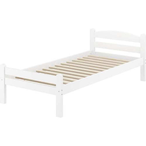 Weißes Einzelbett Buche massiv 90x200 Bettgestell und wählbare Ausstattung V-60.45-09WRollrost inkl.
