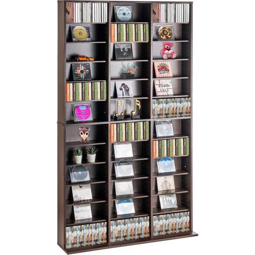 Medien-Aufbewahrungsschrank - 36 Fächer - Verstellbare DVD-Regale - Kapazität für 1080 CDs - Ideal für Film- und Musikliebhaber