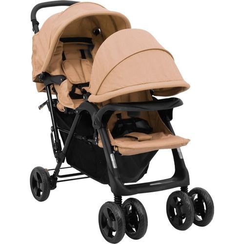 Tandem-Zwillingskinderwagen Taupe Stahl