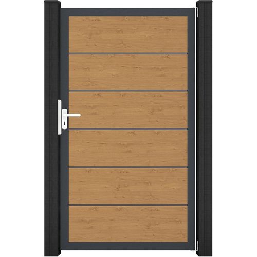GroJa BasicLine PVC Stecksystem Premium Universal Einzeltor mit Anthrazitrahmen asteiche_natur