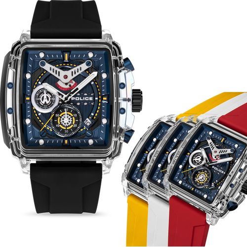 Police Herrenuhr Silikon Armband verschiedenfarbig Armbanduhr UPOO00524X2S