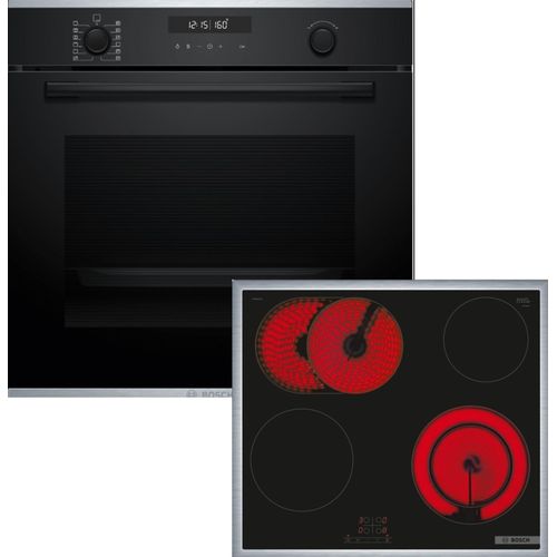 Bosch FullHouse, Einbau-Backofen-Set, HBG278BB3 + PKN645BA2E, Einbau-Backofen, Elektro-Kochfeld HBD671FH62