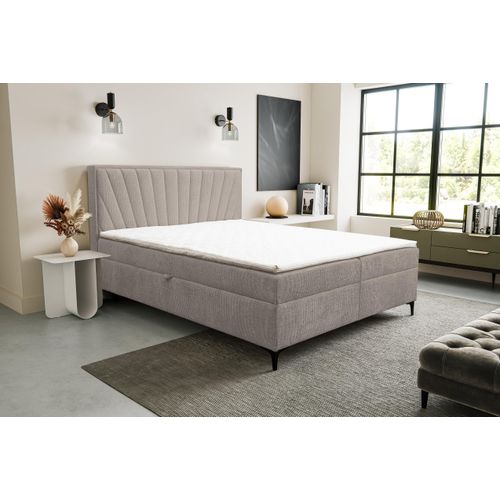 VENASI CIMONE Boxspringbett 180x200 mit 2 Bettkästen H2/H3 Matratze BRAUN