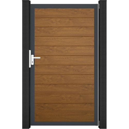GroJa BasicLine PVC Stecksystem schmal Universal Einzeltor mit Anthrazitrahmen golden_oak