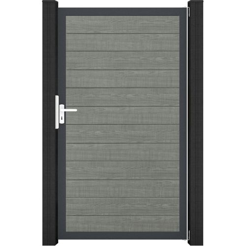 GroJa BasicLine PVC Stecksystem schmal Universal Einzeltor mit Anthrazitrahmen grey_ash_cut