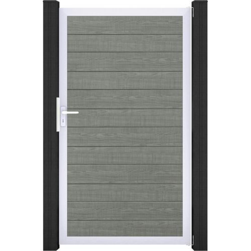 GroJa BasicLine PVC Stecksystem schmal Universal Einzeltor mit Alurahmen grey_ash_cut