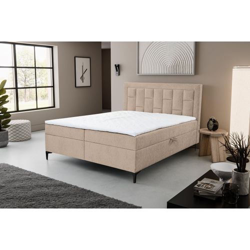 VENASI VENEZIA Boxspringbett 160x200 mit 2 Bettkästen H2/H3 Matratze BRAUN