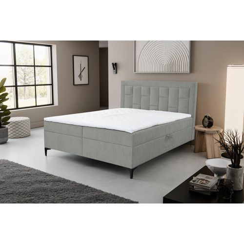 VENASI VENEZIA Boxspringbett 180x200 mit 2 Bettkästen H2/H3 Matratze GRAU