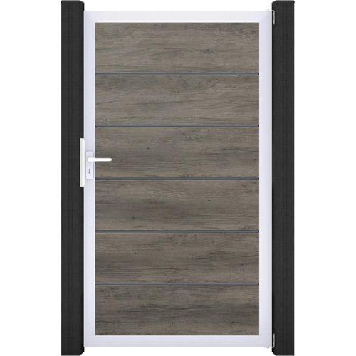 GroJa BasicLine PVC Stecksystem Premium Universal Einzeltor mit Alurahmen monument_oak