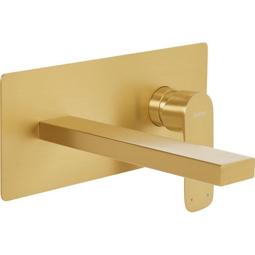 BELIANI Wandmontierte Waschtischarmatur Gold aus Messing Einhebelmischer Mischbatterie Wandmontage Wandarmatur Waschbecken Badezimmer