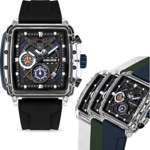 Police Herrenuhr Silikon Armband verschiedenfarbig Armbanduhr UPOO00524X1S