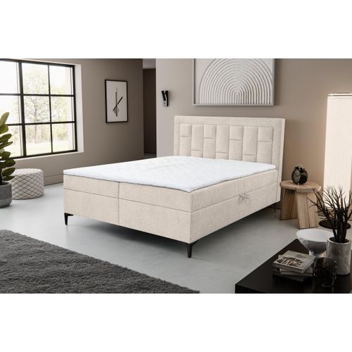 VENASI VENEZIA Boxspringbett 160x200 mit 2 Bettkästen H2/H3 Matratze BEIGE