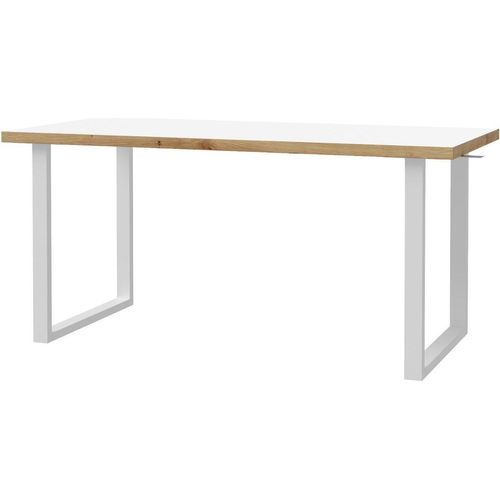 Schreibtisch - 160 x 75 cm - Artisan Eiche Nachbildung - Weiß - Metallgestell