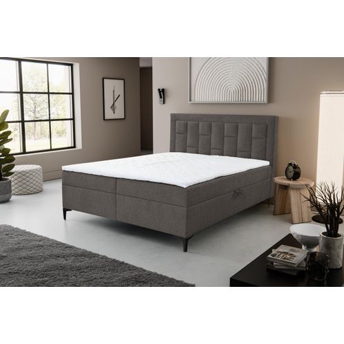VENASI VENEZIA Boxspringbett 160x200 mit 2 Bettkästen H2/H3 Matratze DUNKELGRAU