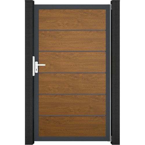 GroJa BasicLine PVC Stecksystem Premium Universal Einzeltor mit Anthrazitrahmen golden_oak