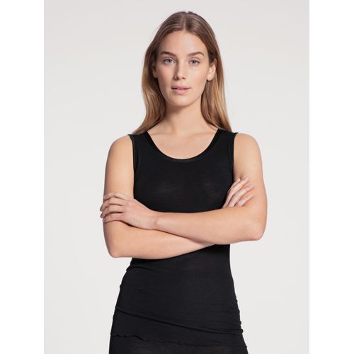 Unterhemd CALIDA, Damen, Gr. S (40/42), N-Gr, schwarz (ws schwarz), Obermaterial: 70% Schurwolle, 30% Seide, casual, Unterhemden