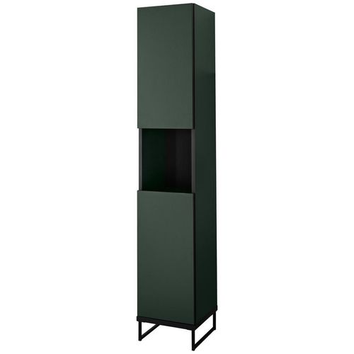 Mid.you Hochschrank , Grün, Schwarz , Holzwerkstoff , 2 Fächer , 30x162x31 cm , stehend , Badezimmer, Badezimmerschränke, Hochschränke