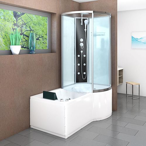 Kombination Whirlpool Dusche K50-L00-WP Duschkabine Wanne 170x100 cm