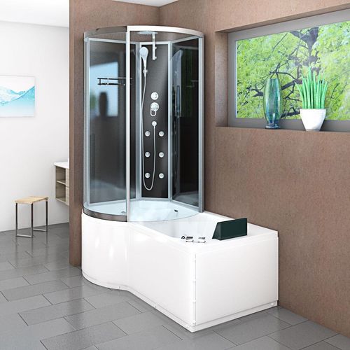 Kombination Whirlpool Dusche K50-R30-WP-EC Duschkabine Wanne 100x170