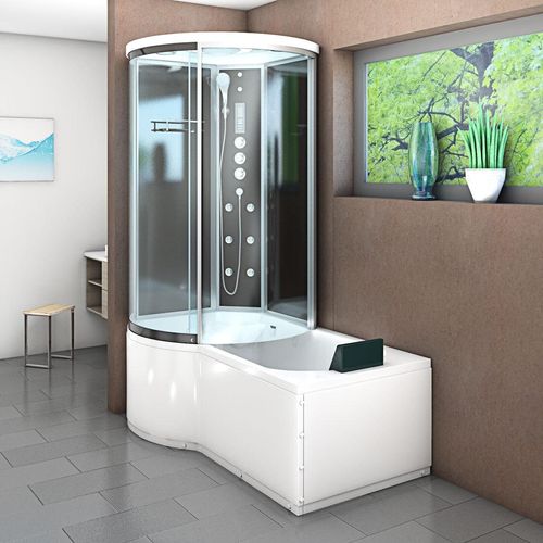 Kombination Badewanne Dusche K55-R33 Duschtempel 100x170 cm