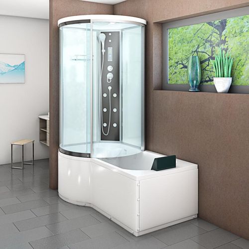 Kombination Badewanne Dusche K55-R01 Duschtempel 100x170 cm