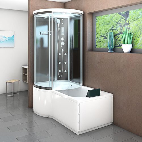 Kombination Badewanne Dusche K55-R31-EC Duschtempel 100x170 cm