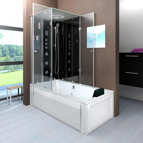 Dusche Wanne Kombination K05-R33 Duschkabine 90x180 cm