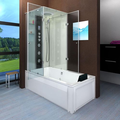 Dusche Wanne Kombination K05-R03 Duschkabine 90x180 cm