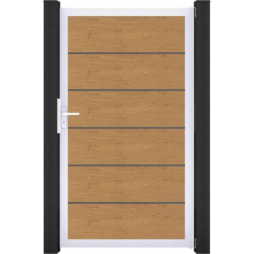 GroJa BasicLine PVC Stecksystem Premium Universal Einzeltor mit Alurahmen asteiche_natur