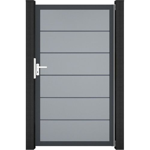 GroJa BasicLine PVC Stecksystem Premium Universal Einzeltor mit Anthrazitrahmen silbergrau
