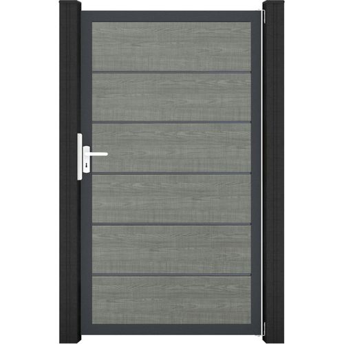 GroJa BasicLine PVC Stecksystem Premium Universal Einzeltor mit Anthrazitrahmen grey_ash_cut