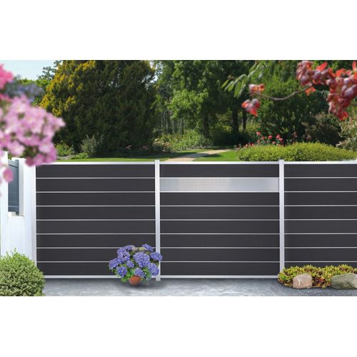 T&J Gotland WPC Stecksystem Zaunfeld Schiefergrau/Silber