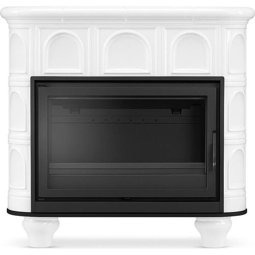 Kachelofen Kaminofen Pallazzo – Weiss – 11,9 kW Klassischer Keramikofen mit hochwertigem Gusseinsatz FERGUSS Handgefertigte Kacheln
