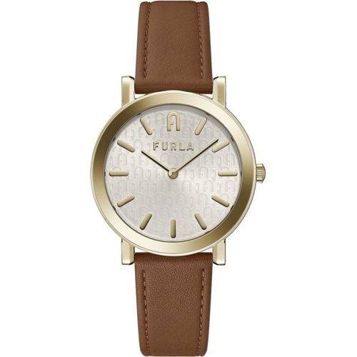Furla WW00003002L2 Damen-Armbanduhr, Edelstahl-Gehäuse, Leder-Armband