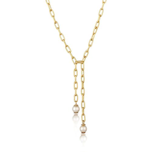 Elli Halskette - Halskette Y-Kette Gliederkette Synthetische Perle - Gr. unisize - in Gold - für Damen Image