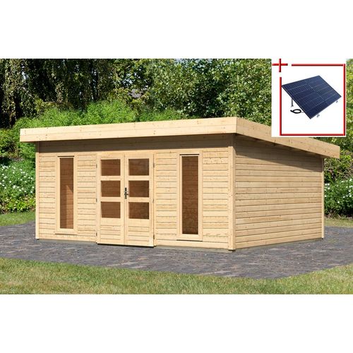 Gartenhaus KARIBU, beige (naturbelassen), ohne Fußboden, ohne Dacheindeckung, Holzwerkstoff, Gartenhäuser